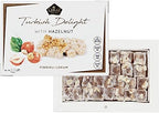 Cerez Pazari Turkish Delight Hazelnut Candy Gourmet Premium Vegan Sweets Small Gift Box 7.4oz | Luxury Traditional Soft Confectionery Lokum (Loukoumi) | Small Size Snacks Apprx.35 Pcs