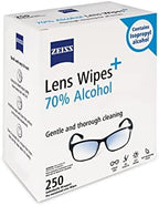 ZEISS Pre-Moistened Lens Cleaning Wipes with 70% Alcohol, 250 Count