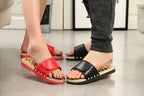 Reflexology Foot Massager Slipper Acupuncture Massage Sandals with Natural Stones Acupoint Massage Shiatsu for Foot Pain Relief Suit for Men and Women (M)
