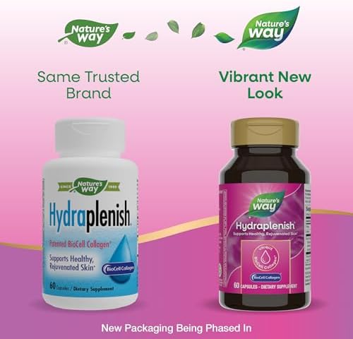 Nature’s Way Hydraplenish, with Patented BioCell Collagen, Supports Healthy Skin, Promotes Skin Collagen, Promotes Skin Elasticity, 60 Capsules