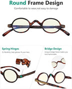 Eyekepper Blue Light Filter Glasses - Computer Reading Glasses - Small Round Blocking Readers Reading with Spring Hinges - Tortoise +1.50