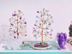 YATOJUZI Rainbow Fluorite Crystal Trees Natural Crystals Stones Gemstones Tree Copper Wire Agate Base Tree of Life Feng Shui Decor Reiki Energy Lucky for Room Desk Home Decors Gifts for Women Men