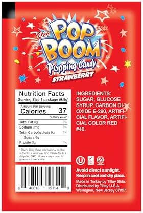 Tiltay Pop Boom – Strawberry Flavor Popping Candy 24 packs