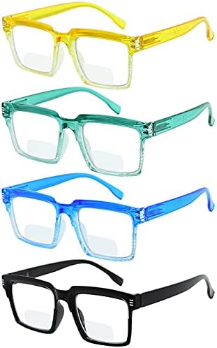 CessBlu 4 Pack Bifocal Reading Glasses for Women Readers Fashion Bifocals