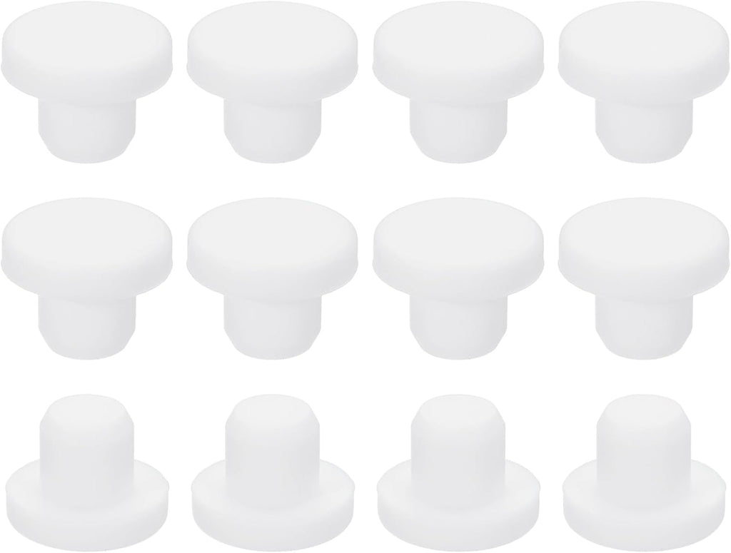 uxcell 35Pcs Silicone Hole Plug 11mm, White High Temp T Type Rubber Stoppers for 10.3-11.05mm Hole, Solid Waterproof Button Hole End Covers for Powder Coating, Sealing Plugs, Pipe Holes