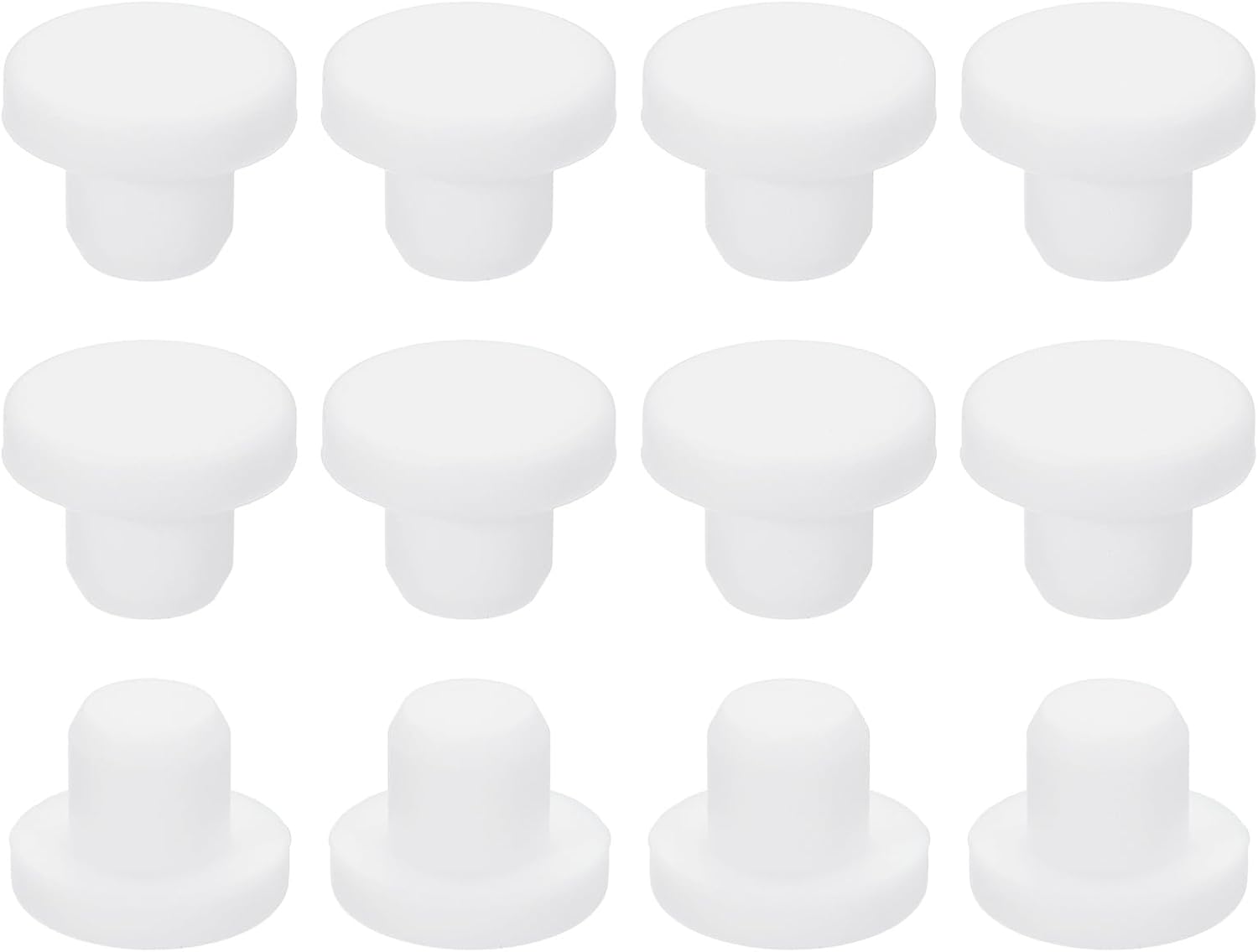 uxcell 35Pcs Silicone Hole Plug 11mm, White High Temp T Type Rubber Stoppers for 10.3-11.05mm Hole, Solid Waterproof Button Hole End Covers for Powder Coating, Sealing Plugs, Pipe Holes