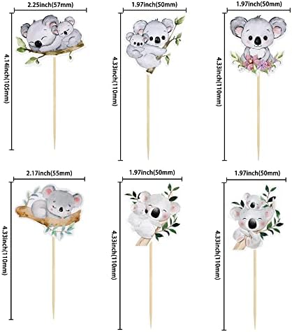 Gyufise 36Pcs Koala Cupcake Toppers Glitter Wild Animal Cupcake Picks Koala Birthday Cupcake Decorations Baby Shower Birthday Theme Party Cake Decorations Supplies