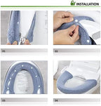 2pcs Toilet-seat Cover Warmer Cushion – Toilet seat Cover Pads Plush Warm Thick Bathroom Toilet Seat Warmer 2pcs Blue Grey