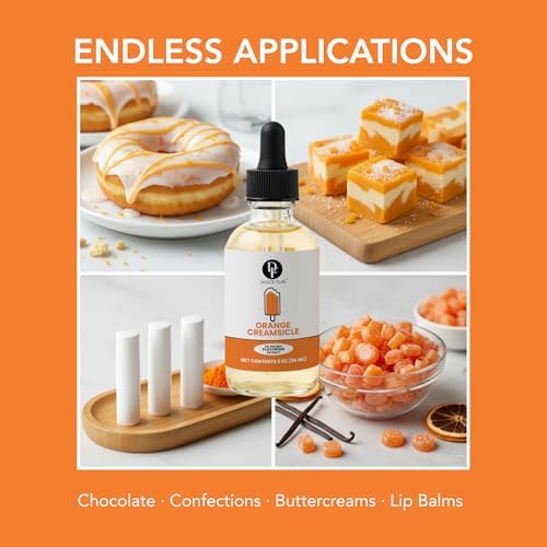 Dolce Flav Orange Creamsicle Extract - 2 Ounce Oil-Soluble Kosher, Sugar-Free, Concentrated Orange Creamsicle Flavor for Candy, Chocolates & Desserts, Includes Measured Dropper