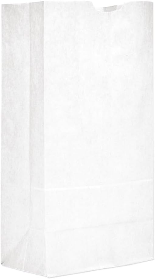 General GW20500 #20 Paper Grocery Bag, White, Standard 8 1/4 x 5 5/16 x 16 1/8 (Case of 500 Bags)
