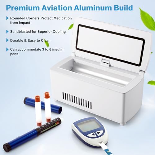 Portable Insulin Cooler Travel Case - Large Capacity Diabetic Insulin Refrigerator with Digital Thermostat (0°-18°), LCD Display, for Insulin Pens Storage, Car/Home/Power Bank Compatible,FAA-Compliant