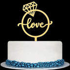 Love Cake Topper Wedding/Engagement/Bridal Shower/Anniversary/Birthday/Bachelorette/Confession Party Decorations Supplies, Mirror Gold Acrylic