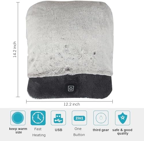 Foot Warmer for Cold Feet,Electric Feet Warmer with 3 Heating Function,Auto-Off,USB Fast Heating for Heat Therapy & Pain Relief, Large Size Suitable for Man and Woman