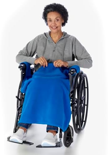 Men’s & Women’s Adaptive Microfibre Polar Fleece Wheelchair Blanket - Reversible - Royal