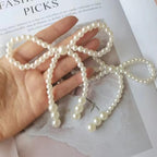 12 Pcs Faux Pearl Bow Cake Decorations Elegant Pearls Bow Knot Ornament Cupcake Toppers for Birthday Wedding Dance Ball Party Supplies DIY Accessories, White