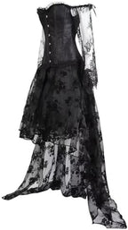 Corset Dress and Skirt Asymmetrical Long Women with Sleeves Bustier Tank Overlay Lace Floral Costumes