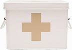 Lassos Boutique Retro Enameled First Aid Box for Medicine Storage and Home Decor with Lid and Removable Tray
