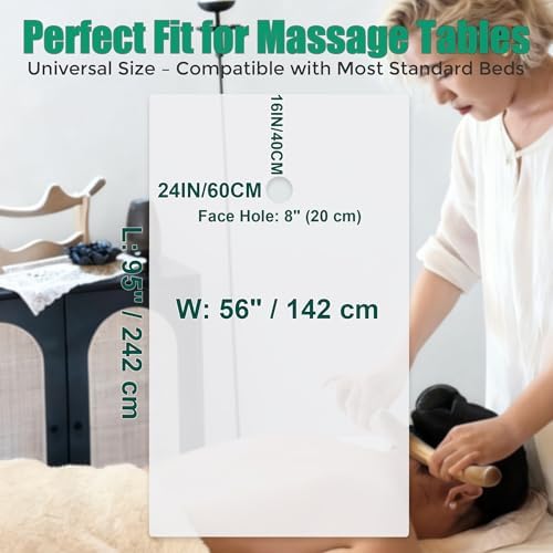 MAYOKEN® 2PCS Massage Table Sheets with Face Hole – 95" x 56" Extra-Large Polyester Cover, Wrinkle-Resistant, Machine Washable, Durable Massage Table Sheets for Professional Spa & Salon Therapy
