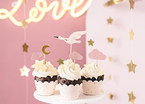 Cake Topper Stork 13.5 cm Set of 7 Cake Decoration Cake Cupcake Muffin Baby Shower