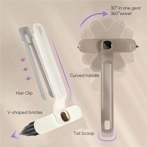 Multi-Function Rotating Crevice Cleaning Brush, 360 Degree Rotating Crevice Cleaning Brush, Hard Bristle Crevice Gap Brush, Corners Cleaning Tool for Cleaning Bathroom, Kitchens Tile Floors (Grey)