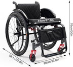 Sports Leisure Wheelchair,Self Propelled Manual Wheelchairs,Aluminum Alloy Wheelchair with Handbrakes and Quick Release Rear Wheels,Lightweight Wheelchair(Seat Width 44cm/17.3 inches,A)