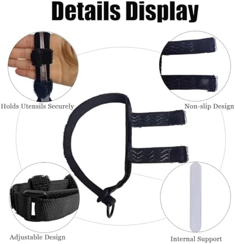 2PCS Adjustable Holding Cutlery Makes Ideal Grip Aid for Holds Utensils Tools,Spoon Fork Universal Cuff Utensil Holder Strap,Suitable for Elderly or Individuals with Weak Grip (2)