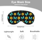 Silk Sunflower Butterfly Sleep Eye Mask, Blue, Adjustable Buckle, Soft Eye Shade Cover for Men Women Kids Travel