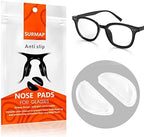 SURMAP Eyeglass Nose Pads, Comfort Soft Silicone Glasses Nose Pad, Anti-Slip Heighten Air Chamber Glasses Grips for Eyeglasses and Sunglasses, with Sticky Backing (10 Pairs, Clear)