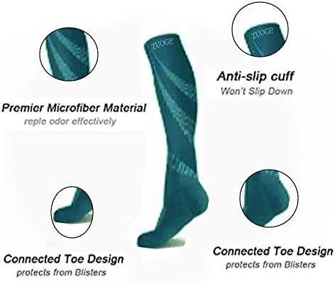 zuoge 3 Pairs Compression Socks Pack - Best Medical, Nursing, Travel & Flight Socks - Running & Fitness - 15-20mmHg