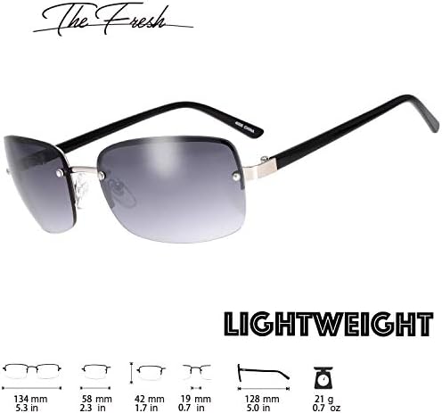 Minimalist Semi-rimless Rectangular Sunglasses for Men Women - Exquisite Packaging