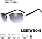 Minimalist Semi-rimless Rectangular Sunglasses for Men Women - Exquisite Packaging