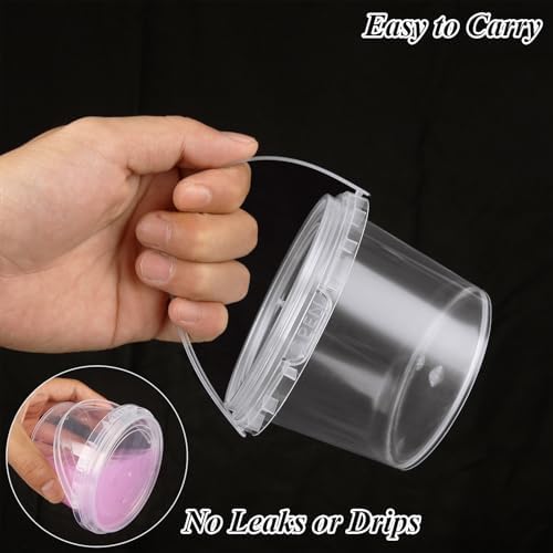 ZOFORTY 80PCS 10 oz Clear Buckets with Lid, Plastic Ice Cream Buckets with Lids and Handles, Drink Rum Buckets for Parties, Plastic 300ml Food Storage Container for Snacks Deli Fruits
