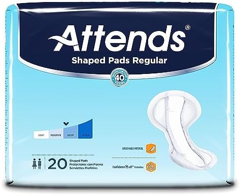 Polymer Core Heavy Absorbency Bladder Control Pad Shaped Pads Regular 12 X 25.2 Inch, One Size Fits Most, 4 Packs per Case