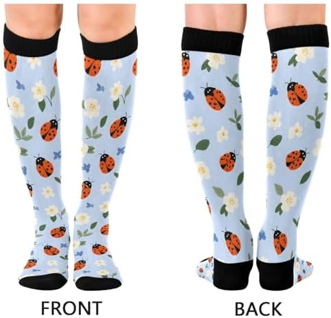 Ladybugs Flower Compression Socks Athletic Tube Unisex Knee High Outdoor Sport Sock For Running