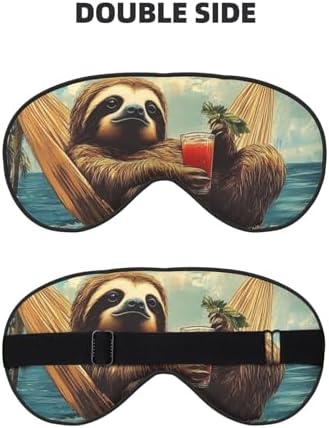 Generic Cute Sloth Print Sleep Mask Soft Comfort Elastic Blackout Eye Mask for Full Night's Sleep Travel and Nap