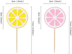 Ercadio 24 Pcs Lemon Cupcake Toppers Glitter Fruit Theme Summer Lemonade Cupcake Picks for Kid Baby Shower Party Decorations Boy Girl Birthday Cake Party Supplies Lemon Pink