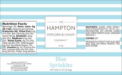 Blue Sprinkles Jimmies 3.17 oz, Sprinkles For Cake Decorating, Cake Sprinkles, Sprinkles For Baking, Ice Cream & More, The Hampton Candy Company