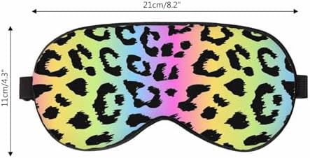 Rainbow Colors Leopard Sleep Eye Mask Funny Ocelot Men Women Sleep Mask with Adjustable Strap Eye Cover Eye Shade for Travel, Nap,Meditation