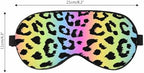 Rainbow Colors Leopard Sleep Eye Mask Funny Ocelot Men Women Sleep Mask with Adjustable Strap Eye Cover Eye Shade for Travel, Nap,Meditation