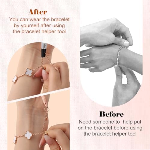 2 Pcs Bracelet Helper Tool, Portable Bracelet Helper Easy to Put on Yourself, Fastener Helpers Tool for Jewelry Clasps, Necklace, Zippers, Crafts