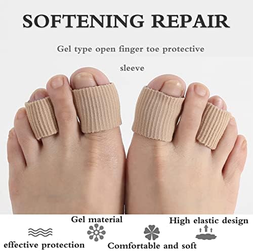 Cuttable Toe Tubes Sleeves 5 Pack, Made of Elastic Fabric Lined with Silicone Gel, Blister Buffer Sleeve Toe Protector for Bunion, Hammer Toe, Callus, Corn Blister Friction(0.8 x 6 Inch)