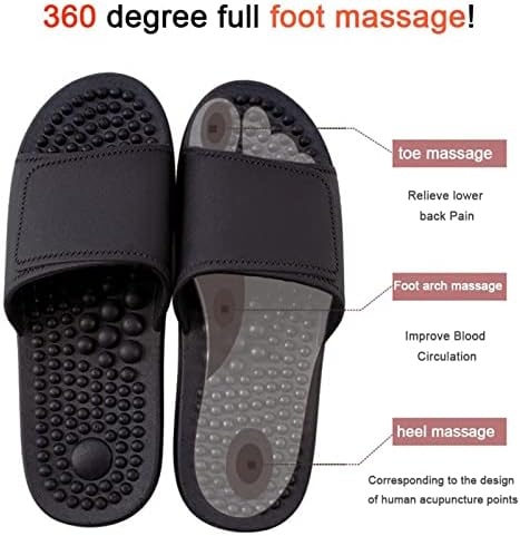 Health Foot Massage Slippers Acupressure Point Care Magnet Therapy Promoting Blood Circulation Myofascial Release Trigger Point Acupuncture Relaxation Gifts for Parents(Black,8.5-9)
