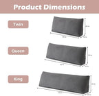 Headboard Pillow Queen, Triangle Bed Wedge Pillow for Headboard, Backrest Pillow for Sitting up, Reading, Working, Headboard Daybed Pillow with Removable Cover for Bed, Dorm Sofa, Dark Grey