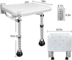 Folding Shower Seat, Height-Adjustable Wall-Mounted Bathroom Safety Stool with Non-Slip Support Legs and Shower Head Slot for Elderly Senior,Handicap,Pregnant Woman