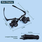 LXIANGN LED Head Mount Magnifier 10X 15X 20X 25X Hands-Free Magnifying Glass Headband Magnifier Visor with Light for Close Work,Jewelry,Craft,Watch,Hobby,Not for Reading