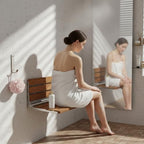 Foldable Shower Seat Wall Mounted, Folding Shower Bench for Small Shower Spaces, 400lbs Max Load for Inside Shower, 16"