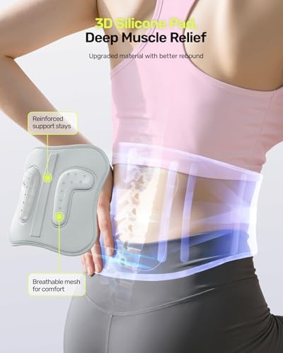 Rakiie Back Brace for Lower Back Pain Women with 9X Support System, Ergonomic Lumbar Support for Pain Relief, Breathable Mesh Design with 3D Silicone Pad for Sciatica, Pink Size S (Waist: 28.7"-35.8")