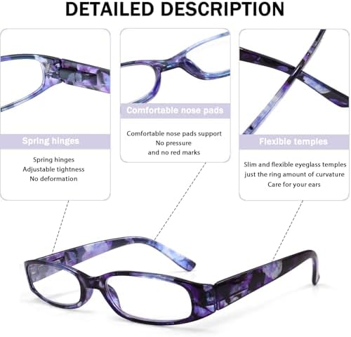 Kerecsen Reading Glasses 5 Pairs Ladies Fashion Spring Hinge Readers for Women