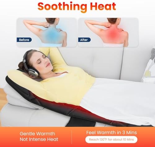 COMFIER Full Body Massage Mat Pad, Heating Vibrating Massage Chair Pad with 10 Vibration Motors, 5 Massage Modes and Auto Shut Off, Gift for Men Women