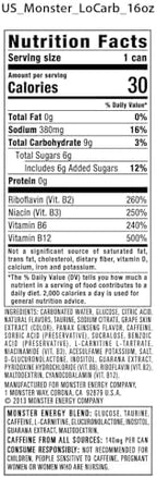 Monster Energy, Lo-Carb Monster, Low Carb Energy Drink, 16 Ounce | Pack of 15